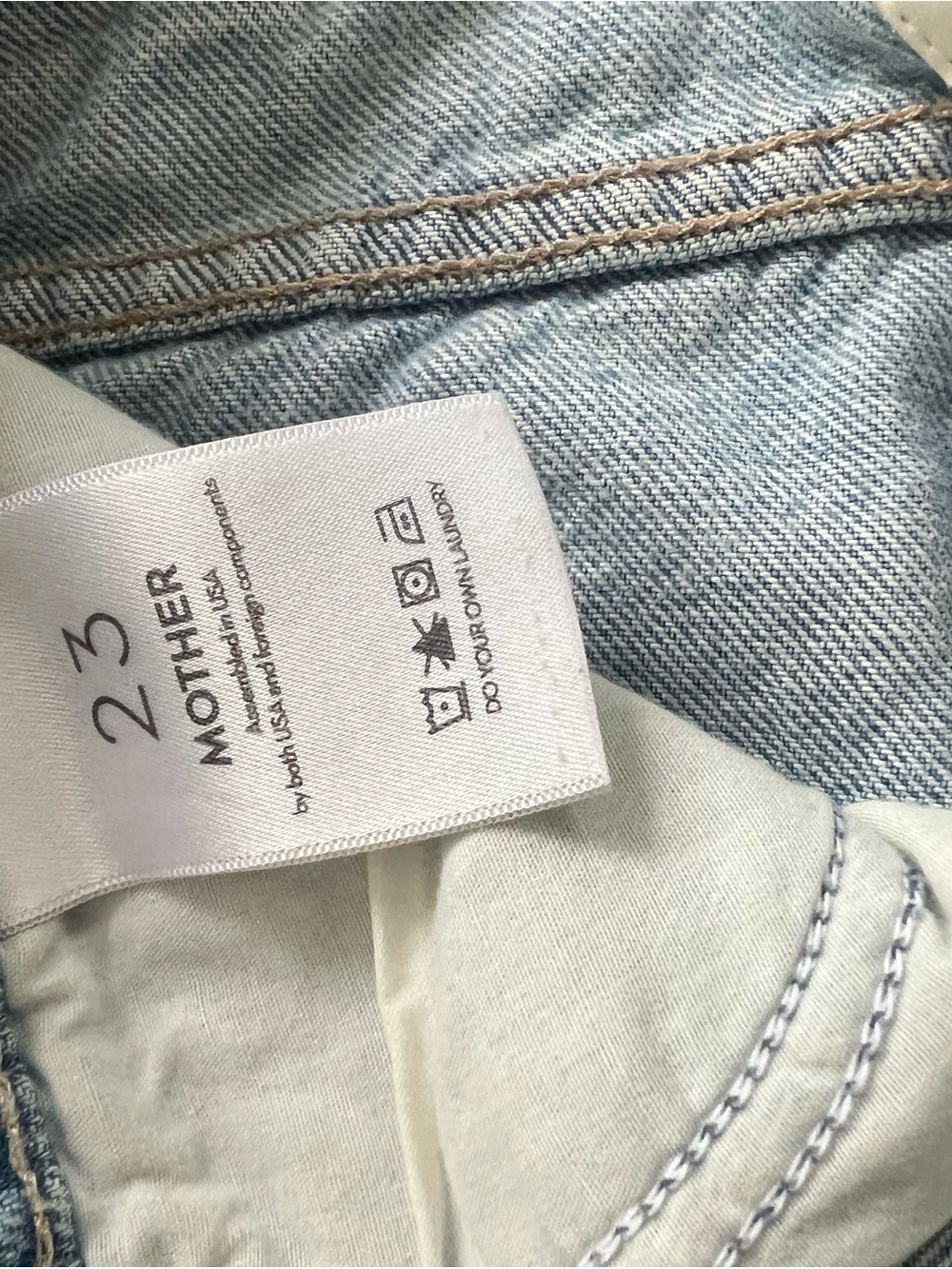 MOTHER Two-Tone Blue High-Rise Wide-Leg Jeans - Picture 5 of 7